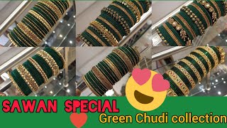 Savan special beautiful green chhoriyon and bangle set ke Khubsurat collection 🥰❤️#Chudiyan#dangle