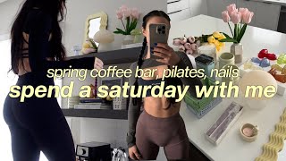 vlog: spring haul, coffee bar decor, pilates, morning routine, nails