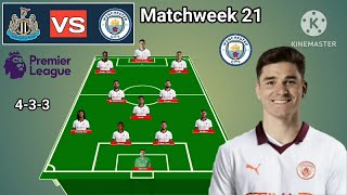 Newcastle vs Manchester City Line Up 4-3-3 With Doku Matchweek 21 Premier League 2023/2024