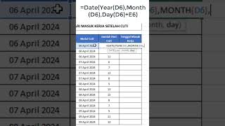 Cara Mudah Mencari Tanggal Masuk Kerja Setelah Cuti #jagoexcel  #exceltips #belajarexcel