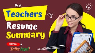 Teacher Jobs Resume Summary II How To Write Professional Resume - Resume Tips