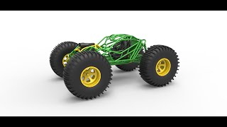 3D printable Rock bouncer on low-pressure wheels Scale 1:25 3D model view