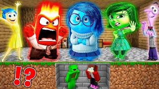 JJ and Mikey HIDE from Joy , Fear , Disgust , Anger from Inside Out 2 in Minecraft challenge Maizen