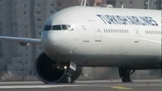 Turkish Airlines Boeing 773 landing rwy 26 at Ben Gurion airport-Israel