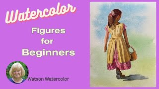 Easy Watercolor Figure of Girl for Beginners - Paint Color then Shadow for Skin, Hair and Clothing