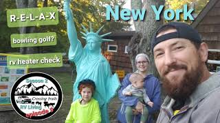 s2e9 New York, rv family camping, mini golf bowling