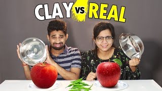 REAL FRUIT vs CLAY FRUIT CHALLENGE | Funniest  Ever Clay vs Real Fruits Challenge