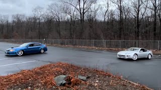 Blew up my 300ZX(kinda)! RWD Subaru & 300zx Skids in the Rain!