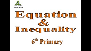 Equation & Inequality