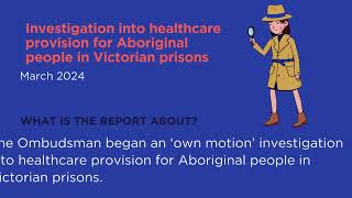 Investigation into healthcare provision for Aboriginal people in Victorian prisons