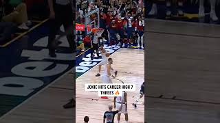 NIKOLA JOKIC HITS CAREER HIGH 7TH THREE 👏 #nba #shorts