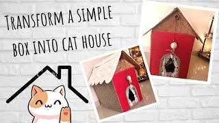 Transform a Simple Cardboard Box into cat house #homemitra