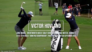 Victor Hovland Golf Swing Long Irons (Face-on and DTL), BMW PGA Wentworth (Surrey) September 2022