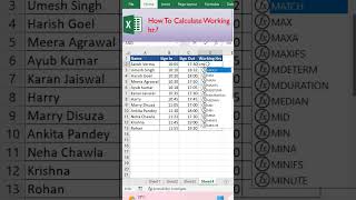 How To Calculate Working Hr.? #shorts #youtubevideos #career #viral #excel