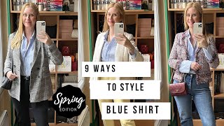 How to Style Blue Shirt | 9 ways to Wear Blue Striped Shirt with Different Color associations