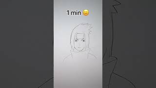 How to Draw Sasuke in 10sec, 10mins, 10hrs #shorts