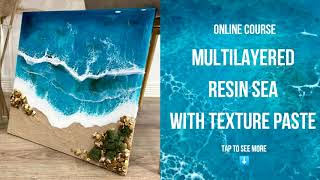 Sea multilayered with texture paste online course by Anita Korzun