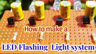 LED Flashing Light system 😯😯Using with BC 547 transistor | LED Circuit projects #circuit #led #bc547