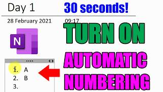 HOW TO TURN ON AUTOMATIC NUMBERING IN OneNote