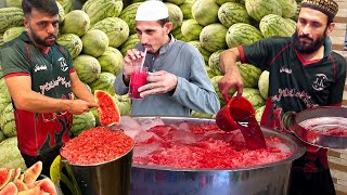 Refreshing Red Watermelon Juice Making | WATERMELON STREET DRINK - Amazing Watermelon Cutting Skills