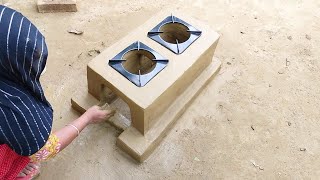 How to make DIY Mud Stove । PRIMITIVE TECHNOLOGY OVEN AND MUD CHULHA #viral Chulha #viral #Trending