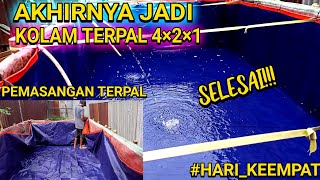 SELESAI!! PROSES AKHIR PEMBUAT KOLAM TERPAL 4×2×1 - PEMASANGAN TERPAL DAN PENGISIAN AIR