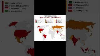 Do You Know The Countries With The Most Youtube Users? #shorts #maps #map #geography