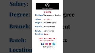 Mercedes Benz is hiring #mercedes #jobseekers #jobupdates #jobsinindia #jobvacancy