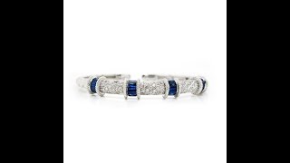 Sapphire and Diamond Open Back Cuff Bangle