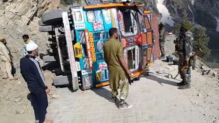 Loaded Truck Turned turtle on Zojila pass along Srinagar Kargil Highway