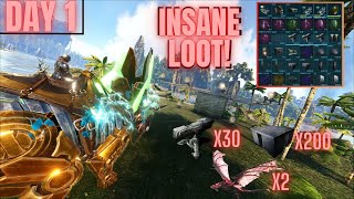 Getting INSANE loot from a DAY 1 RAID BASE - Ark Survival Evolved