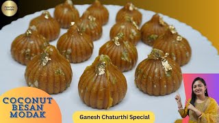 How to make Coconut Besan Modak at home| Besan modak for ganesh chaturthi| How to make besan modak