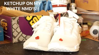 PUTTING KETCHUP ON MY WHITE SNEAKERS!! (Crep Protect Review)