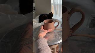 Do you think he approves? #pottery #ceramics #clay #handmademug #mugs #cats #potterylife #aesthetic