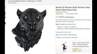 Worlds Of Wonder Black Panther Head Mount Wall Statue Bust