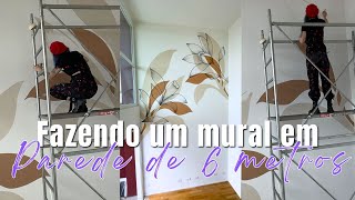 COMO FAZER UM MURAL em uma parede muito alta - MURAL MAIS LINDO QUE JA FIZ EM UMA CASA LINDA