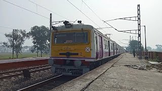 Modern EMU Train Crossing Colourfull Different Model EMU Local Trains Howrah to Barddhaman Route