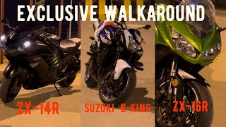 Kawasaki ZX-14R , Kawasaki ZX-6R , Suzuki B-King - EXCLUSIVE WALKAROUND