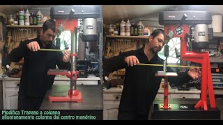 Modifica trapano a colonna allontanamento colonna dal centro mandrino drill press modification