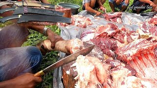 kemampuan golok cacah tulang!! memotong tulang sapi besar