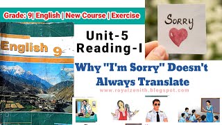 Class 9 English || Unit-5 Reading-I || Why I'm Sorry Doesn't Always Translate || Exercise