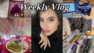 Weekly vlog ✨ أسبوع كامل معي || Nails , Exams , Shopping , 🛍️💅