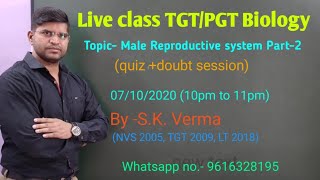 #TGT PGT GIC DSSSB#Biology📲9616328195,Male Reproductive system part-2