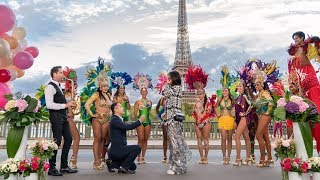 The Most Amazing Paris Marriage Proposal EVER, w/ Brazilian dancers & Rolls Royce 😍🤗😱