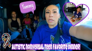 Autistic  nonverbal teen gets home to her favorite dinner! **she got mail** Autism life with Ashy