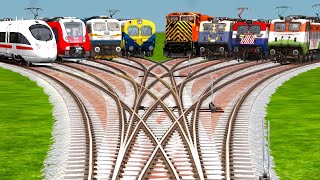 8️⃣Trains Run Each Other At Bumpy Branched Railroad Tracks | Trains Crossing | train simulator 2024