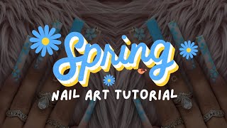 BLUE FLORAL NAILS FOR SPRING TUTORIAL 🌼 🦋 | Hand Painted Flower Nails | @NailsFascination