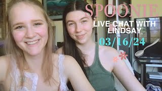 #spoonie live chat with Lindsay! Lets hangout and talk life w #chronicillness