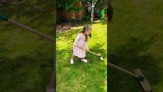 SWEEPING THE GRASS | LUNA LOVES NATURE #funnyshorts  #kidsplay #nature #garden