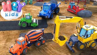 Der Baustellen lied 🚚 Bagger für kinder, betonmischer, kran & lastwagen | HeyKids - Kinderlieder